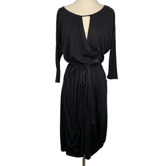 Free People Black Cut Out Tie Front Dress - Picture 2 of 16